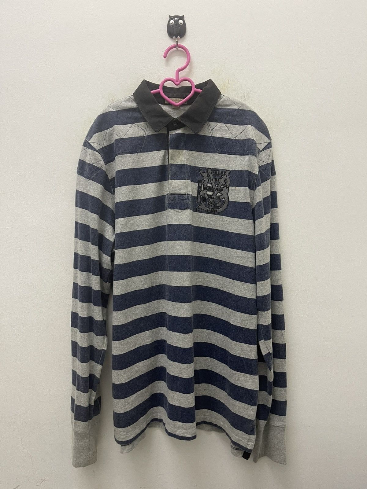 Burberry Rare BURBERRY BRIT No. 5 Striped Rugby Polo Size US XL / EU 56 / 4 - 1 Thumbnail