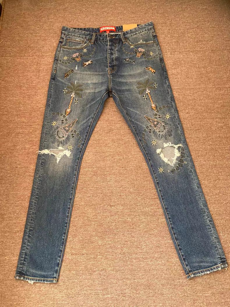 Billionaire Boys Club BBC ICE CREAM Embroidered Jeans Size US 34 / EU 50 - 1 Thumbnail