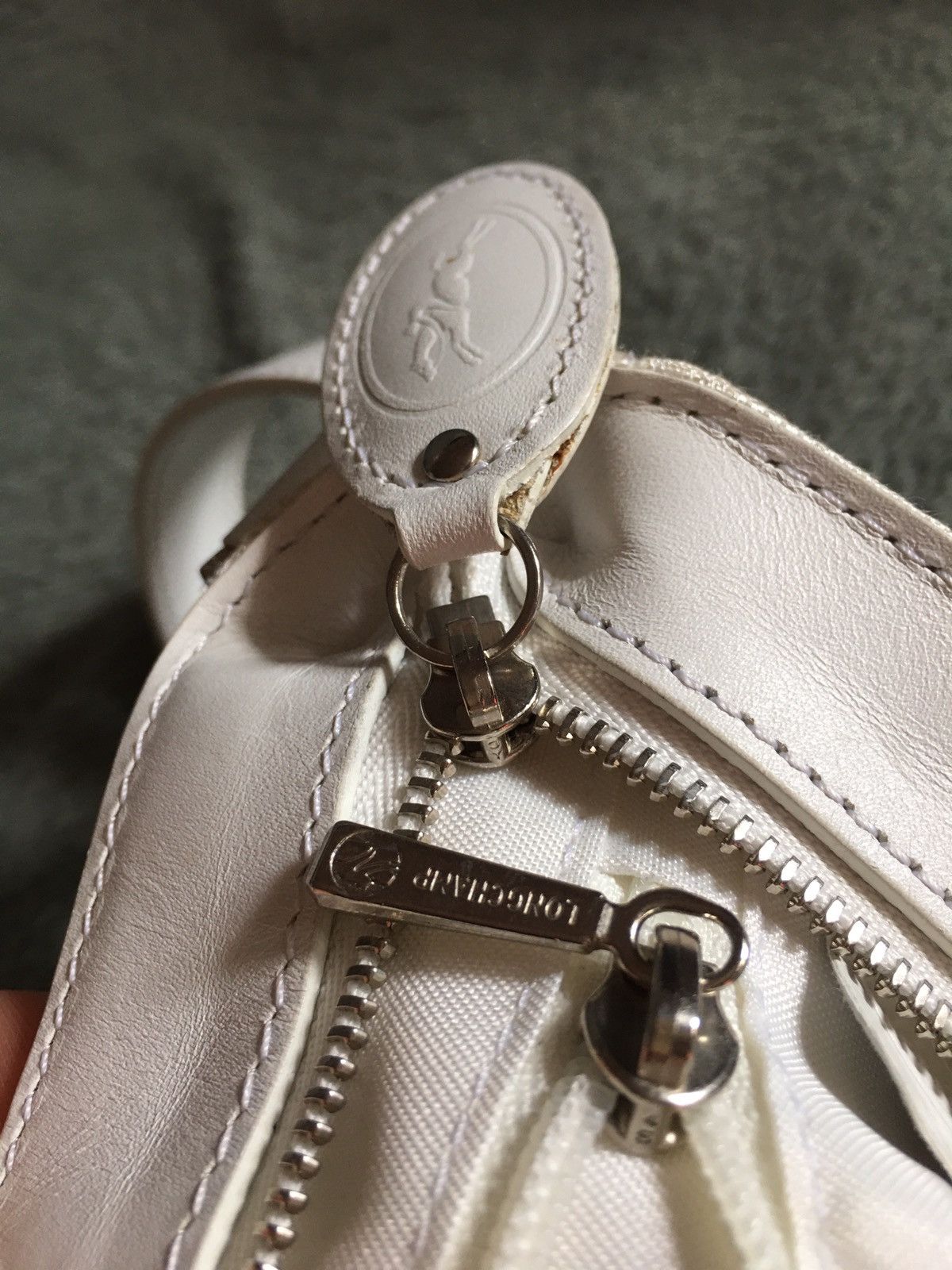 Longchamp Longchamp Ivory White Nylon Leather Handbag Shoulder Bag Size ONE SIZE - 15 Thumbnail