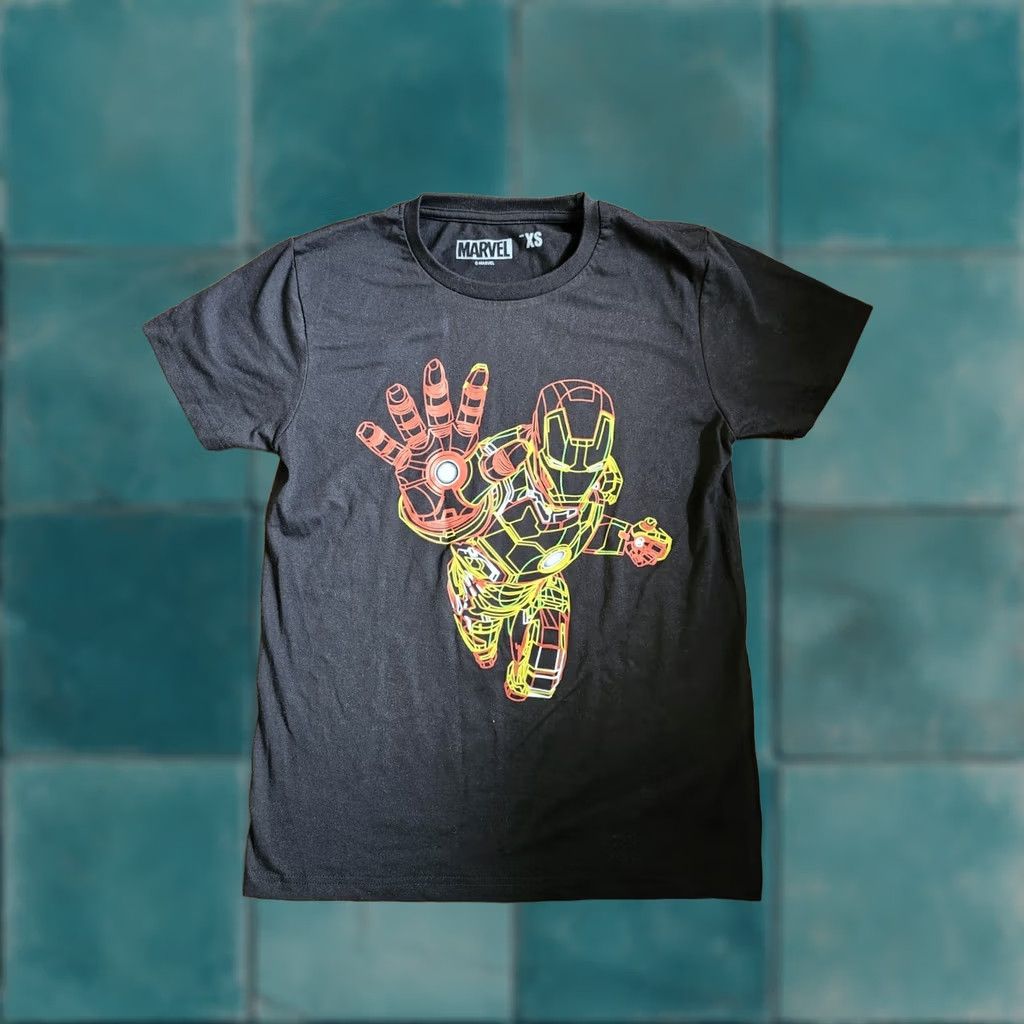 Vintage Marvel Iron Man Graphic Tee T-shirt - Neon Neon Man Crew Neck Short Sleeve Black XS Men's Shirt Graphic Print 90s? Size US XS / EU 42 / 0 - 1 Thumbnail