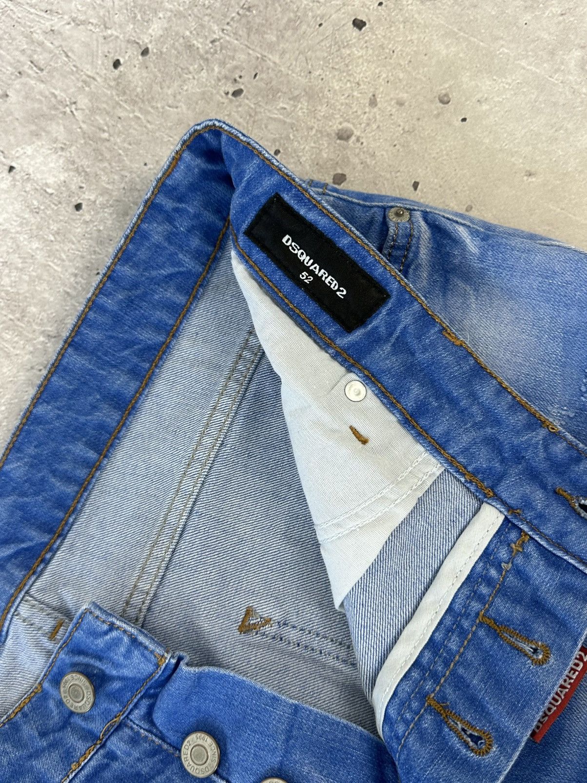 Dsquared2 Dsquared2 Blue Cotton Distressed Logo Men’s Jeans Size US 36 / EU 52 - 11 Thumbnail