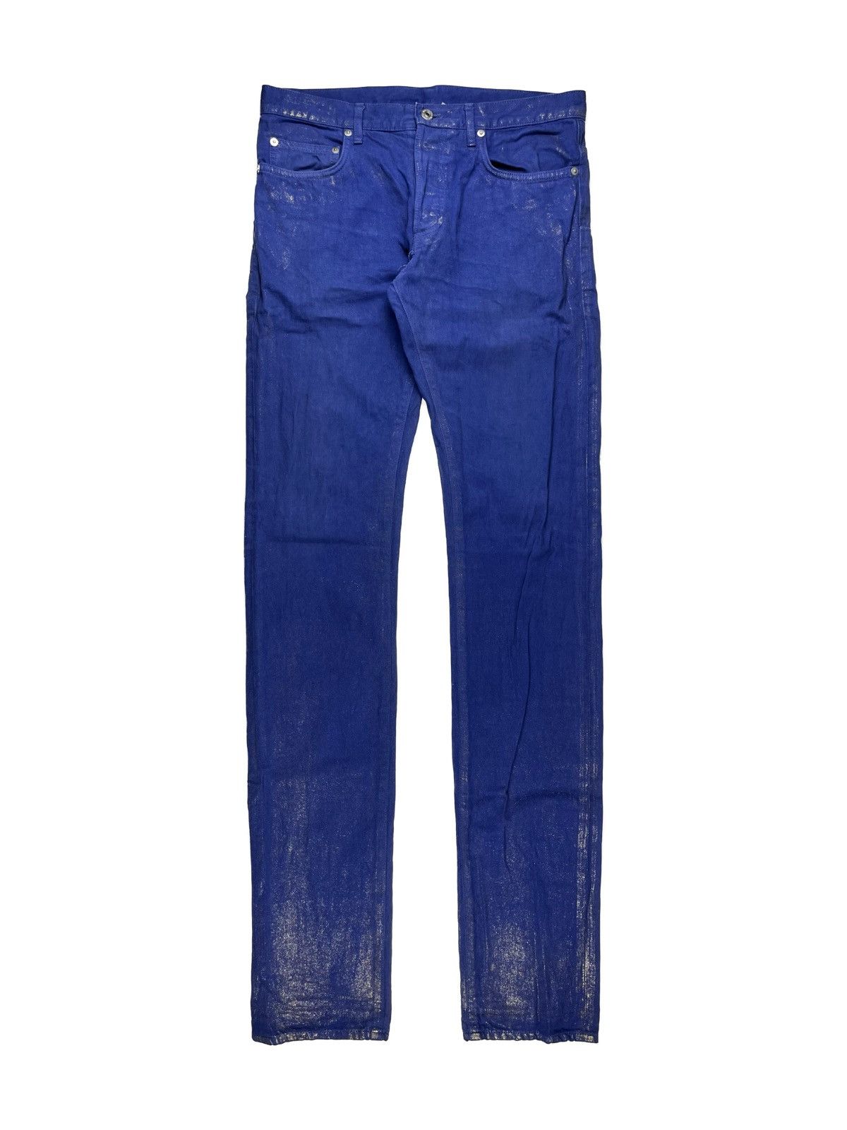 Image of Ss09 Dior Homme Gold Dust Glitter Waxed Blue Denim Jeans, Men's (Size 30)