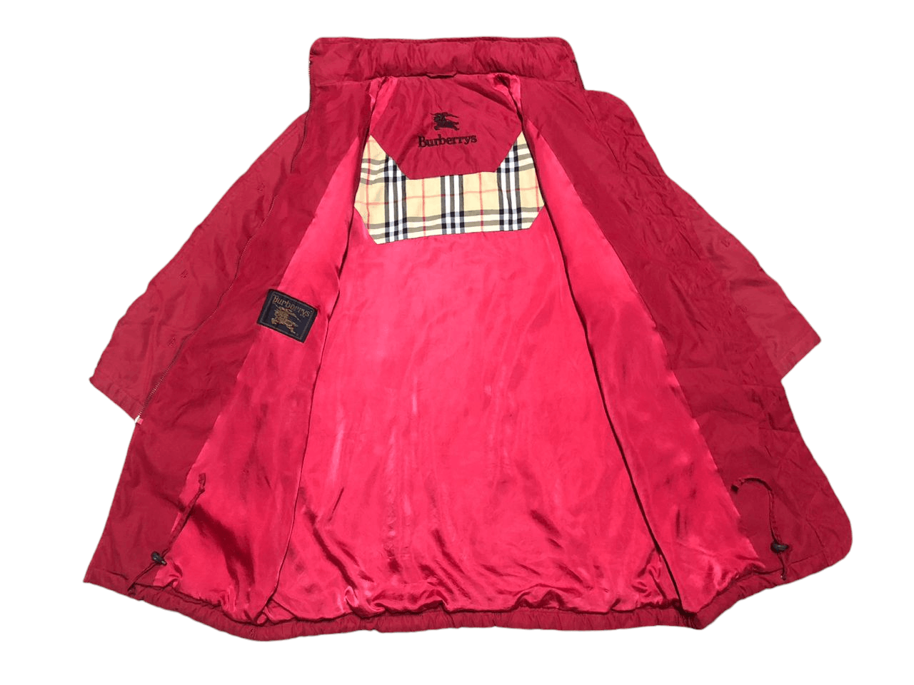 Burberry Vintage Burberrys Red Velvet Embroidered B Down Trench Coat Size US M / EU 48-50 / 2 - 3 Thumbnail