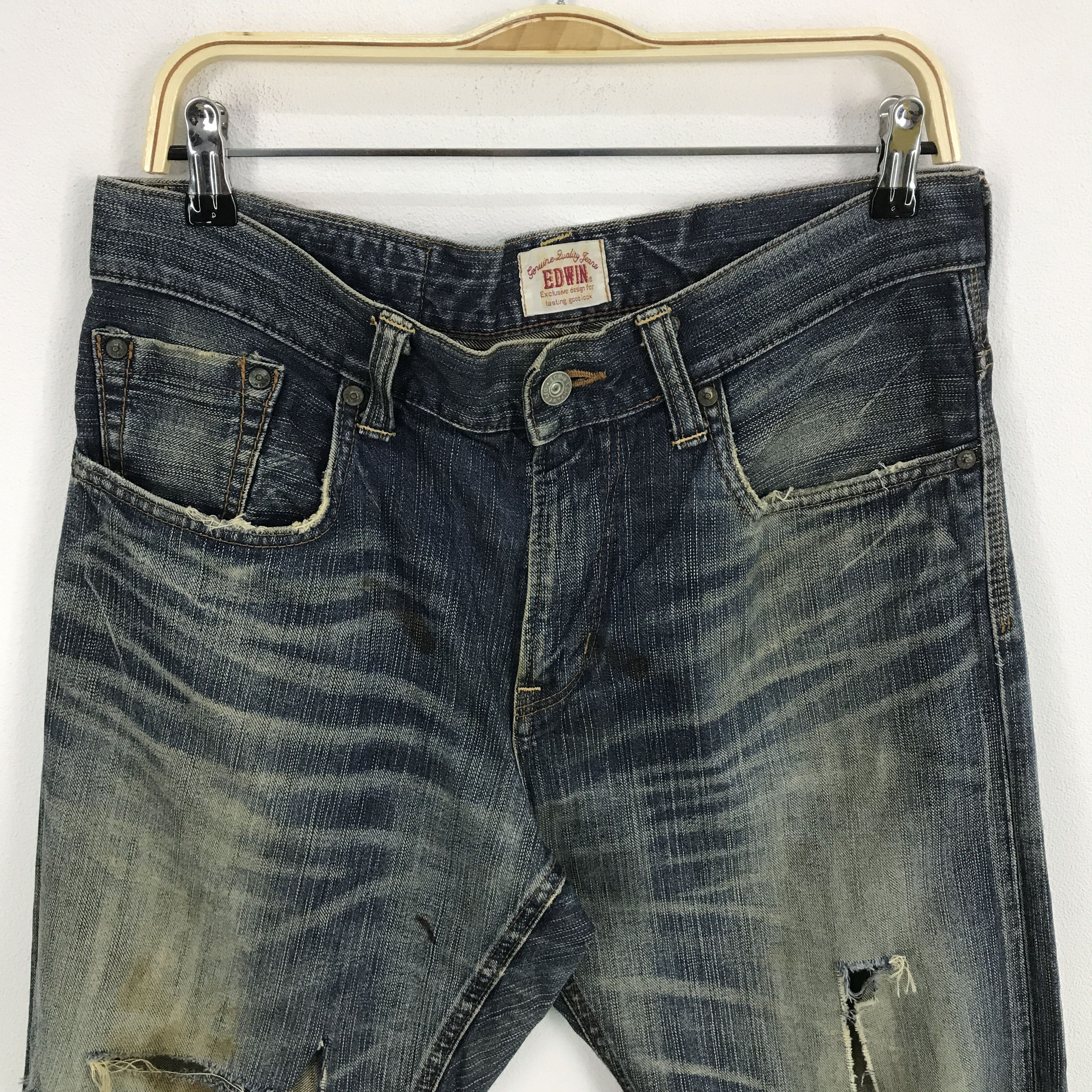 Japanese Brand edwin japan distressed jeans gothic style pants Size US 32 / EU 48 - 3 Thumbnail