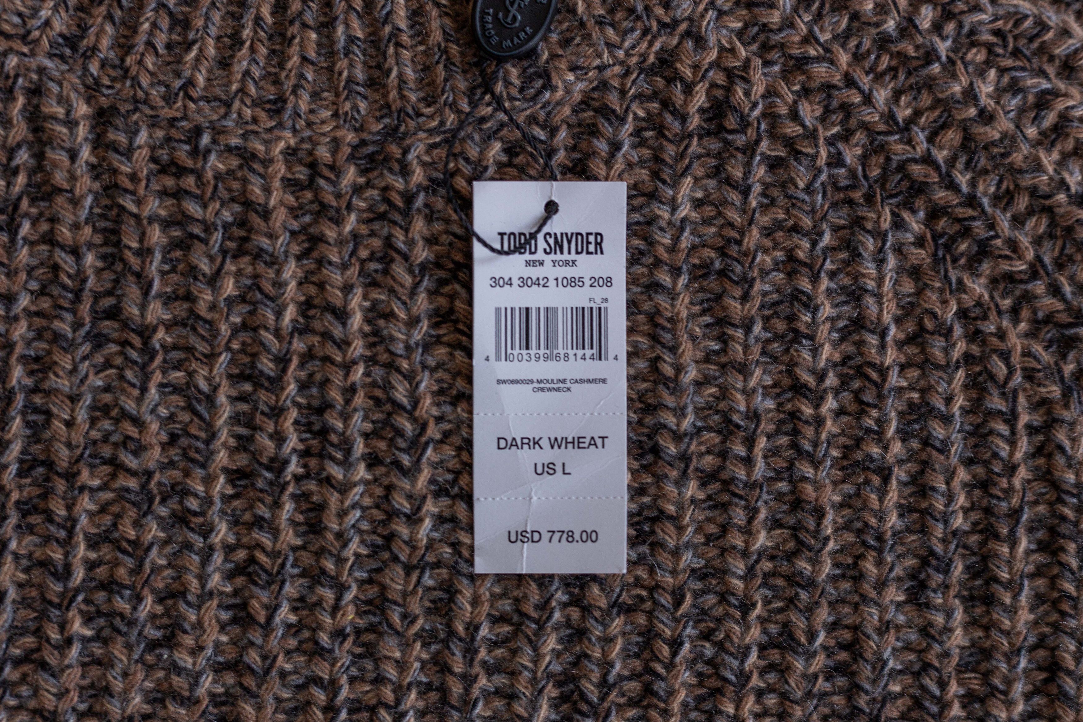 Todd Snyder NWT Todd Snyder Mouline Cashmere Crewneck | Dark Wheat Size US L / EU 52-54 / 3 - 5 Thumbnail