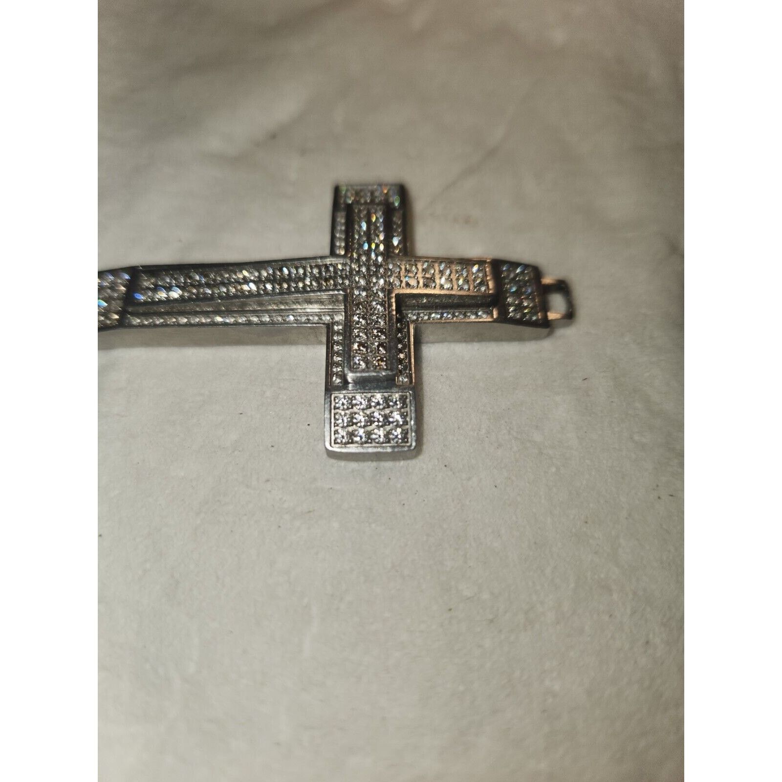 Other 2.5 Inch Silver Tone Cross Pendant With Clear Stones Size ONE SIZE - 6 Thumbnail