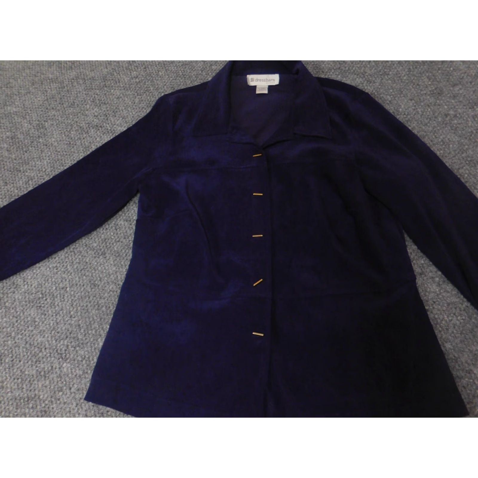 Vintage Dressbarn Womens Jacket 14W Purple Solid Knit Embroidered Button Collared Mid-Length Polyester Lining Plus Size Casual Fall Spring Size XL / US 12-14 / IT 48-50 - 6 Thumbnail