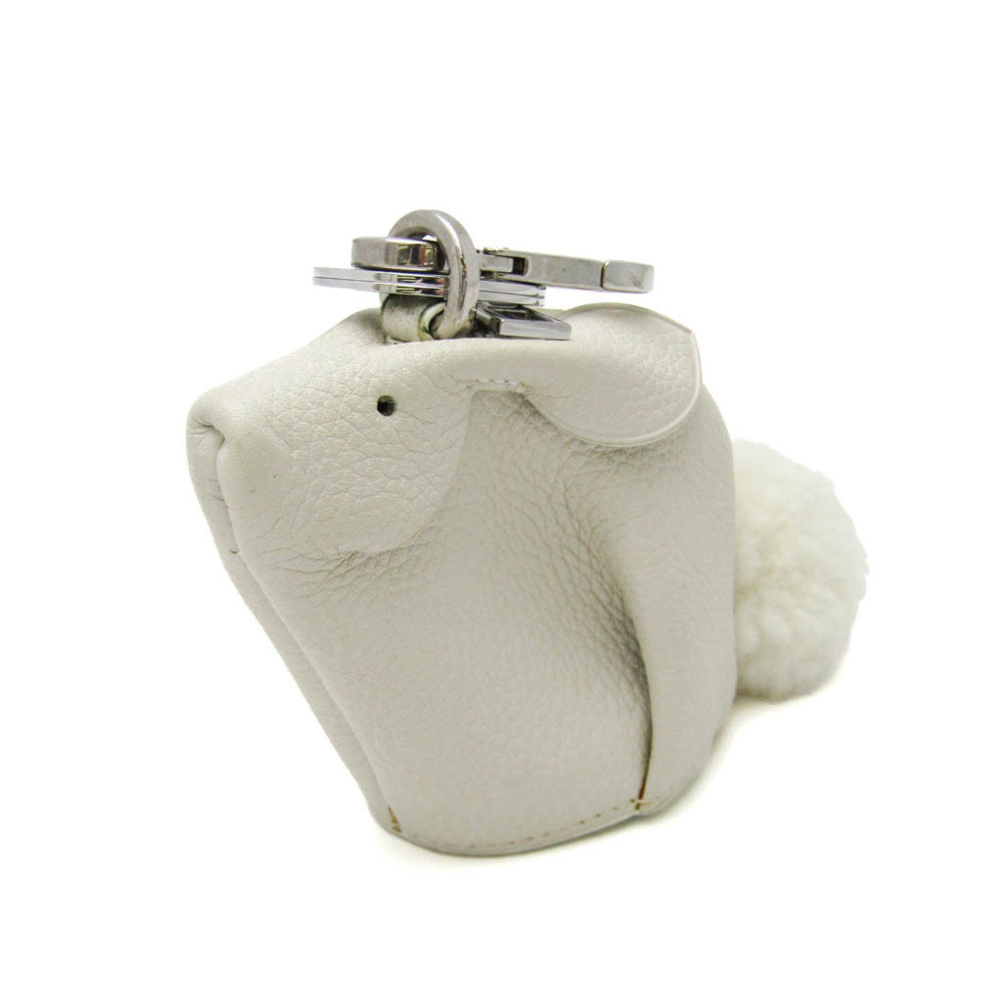 image of Loewe Rabbit Keyring Women's Leather Coin Purse/coin Case Off-White in Off White