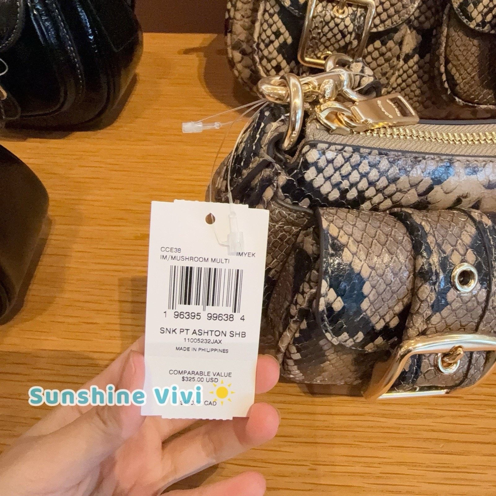 Coach NWT Coach Ashton Bag Snake Leather CCE38 Mushroom Multi Size ONE SIZE - 3 Thumbnail