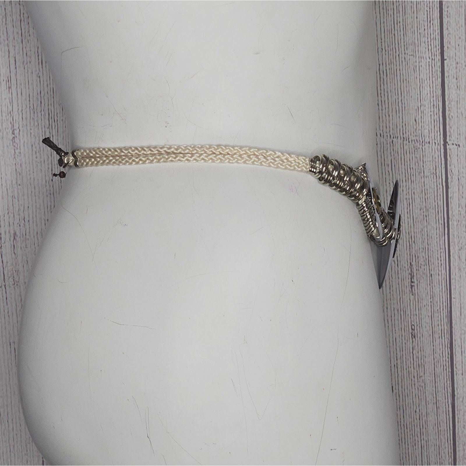 Vintage VTG 70s 80s Silver/Brass Tone Flower Rope Belt, 36" long Size ONE SIZE - 6 Thumbnail