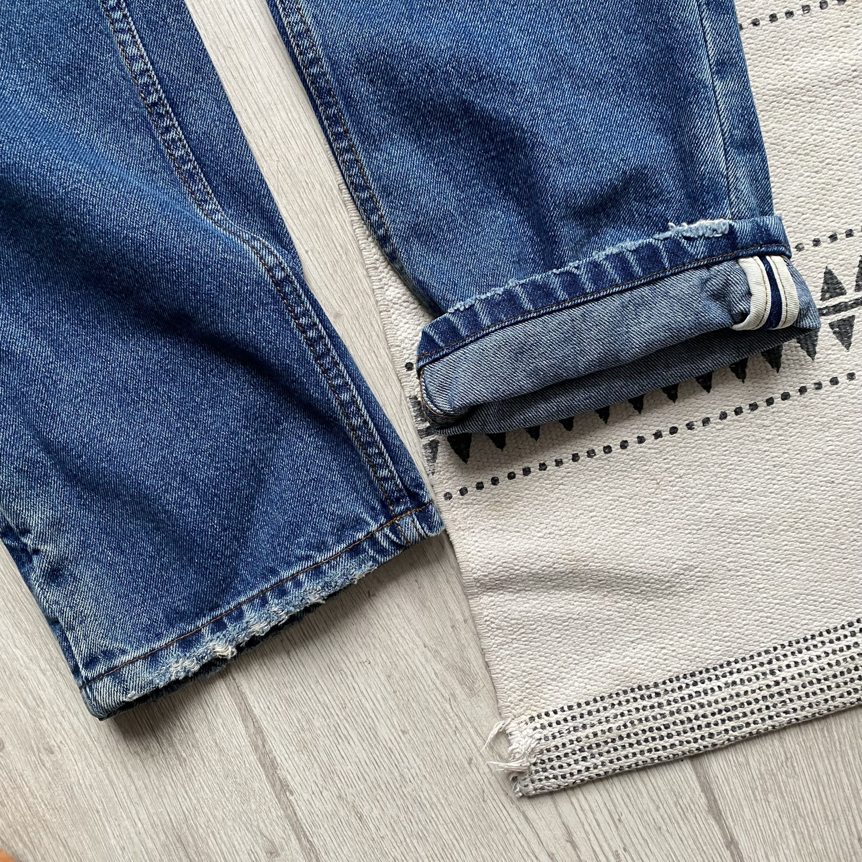 Lee Distressed Denim Faded Blue Pants Vintage lee Style Jeans Size US 33 - 4 Thumbnail