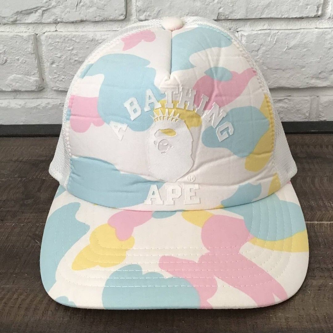 Bape × Nigo BAPE NYC college logo cotton candy camo Tracker Hat Cap NIGO Size ONE SIZE - 1 Thumbnail