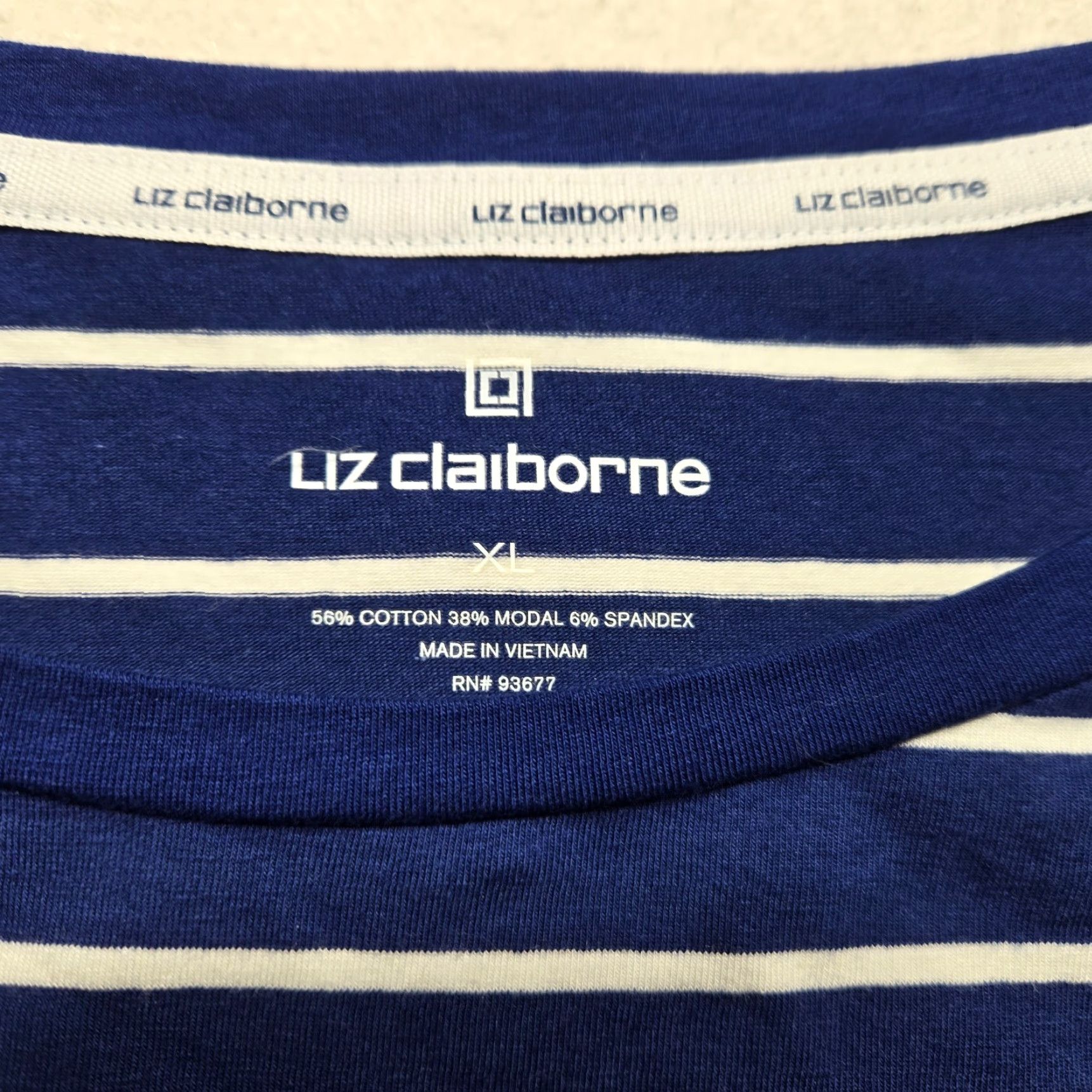 Liz Claiborne Liz Claiborne Shirt Blue Striped Short Sleeve XL Womens Adult Regular Straightforward Casual Shirt Size XL / US 12-14 / IT 48-50 - 3 Thumbnail