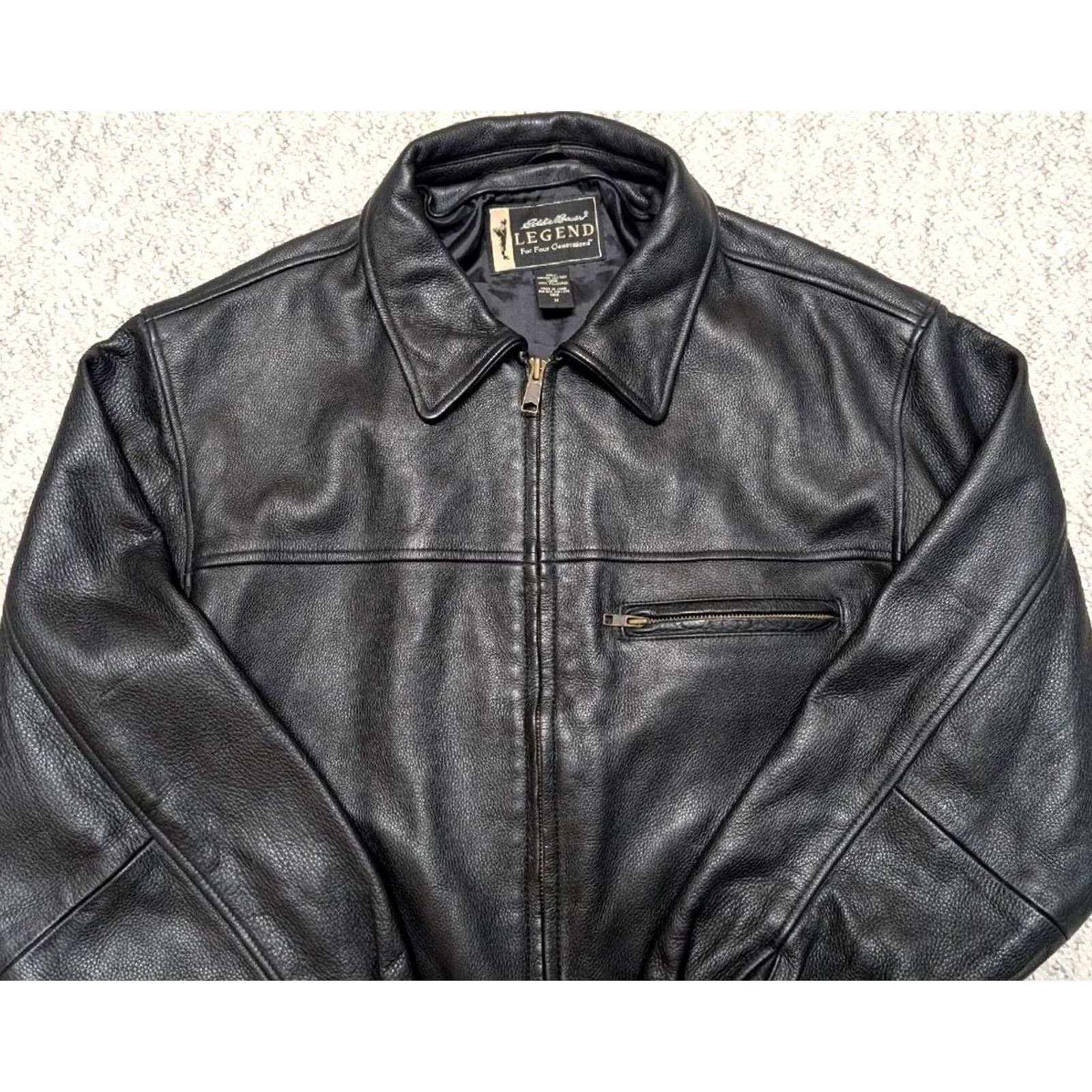 Eddie Bauer VINTAGE Eddie Bauer leather jacket M black JOURNEYMAN legend motorcycle bomber Size US M / EU 48-50 / 2 - 8 Thumbnail