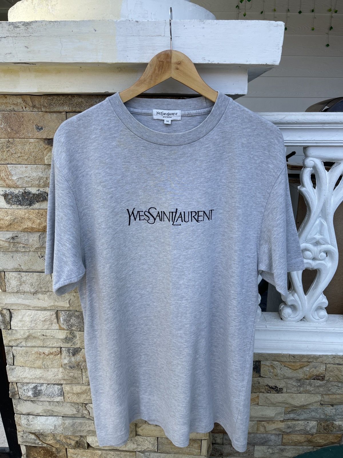 Vintage Ysl Pour Homme Yves Saint Laurent Last Drop Vtg Yves Saint Laurent Big Logo Spellout T Shirt Grailed