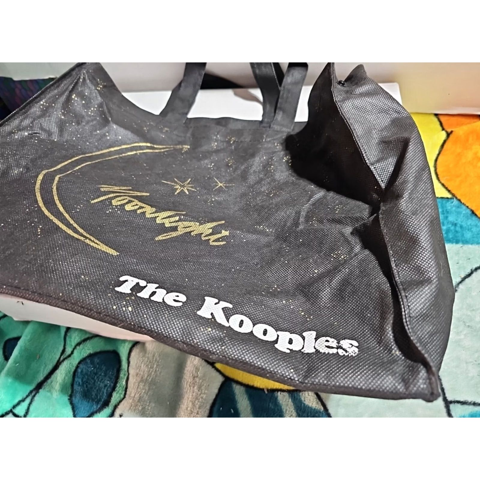 The Kooples The Kooples Paris MOONLIGHT Tote Bag Medium Black Lightweight ReUsuable Graphic Print Logo Womens Size ONE SIZE - 5 Thumbnail
