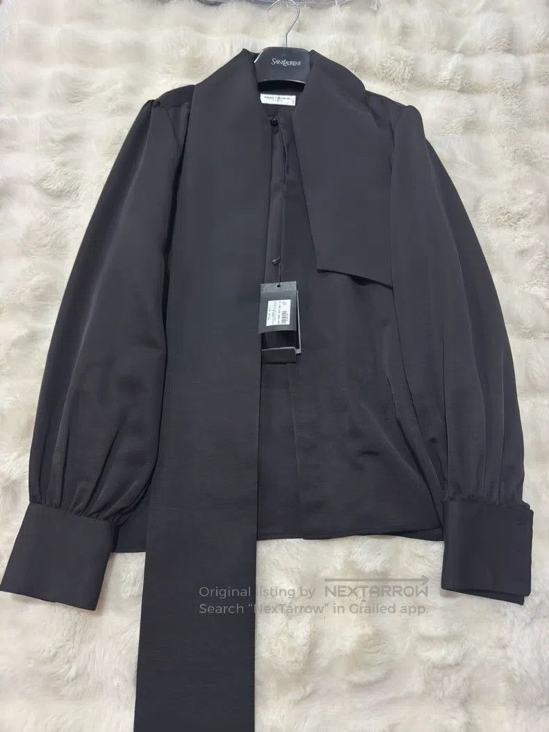 Saint Laurent Paris Saint Laurent Paris size 39 Large Bow Collar Shirt Size US M / EU 48-50 / 2 - 2 Thumbnail