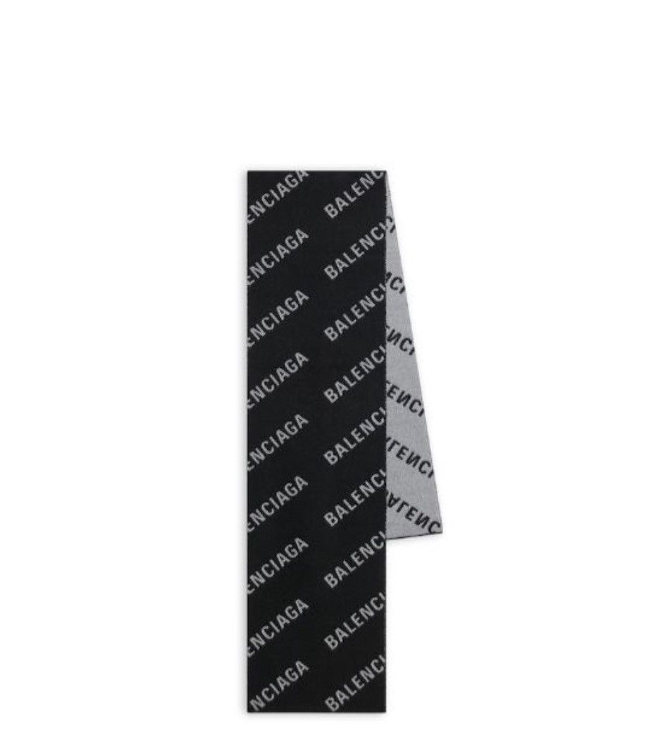 Balenciaga Balenciaga All Over Logo Macro Wool Scarf Size ONE SIZE - 1 Preview