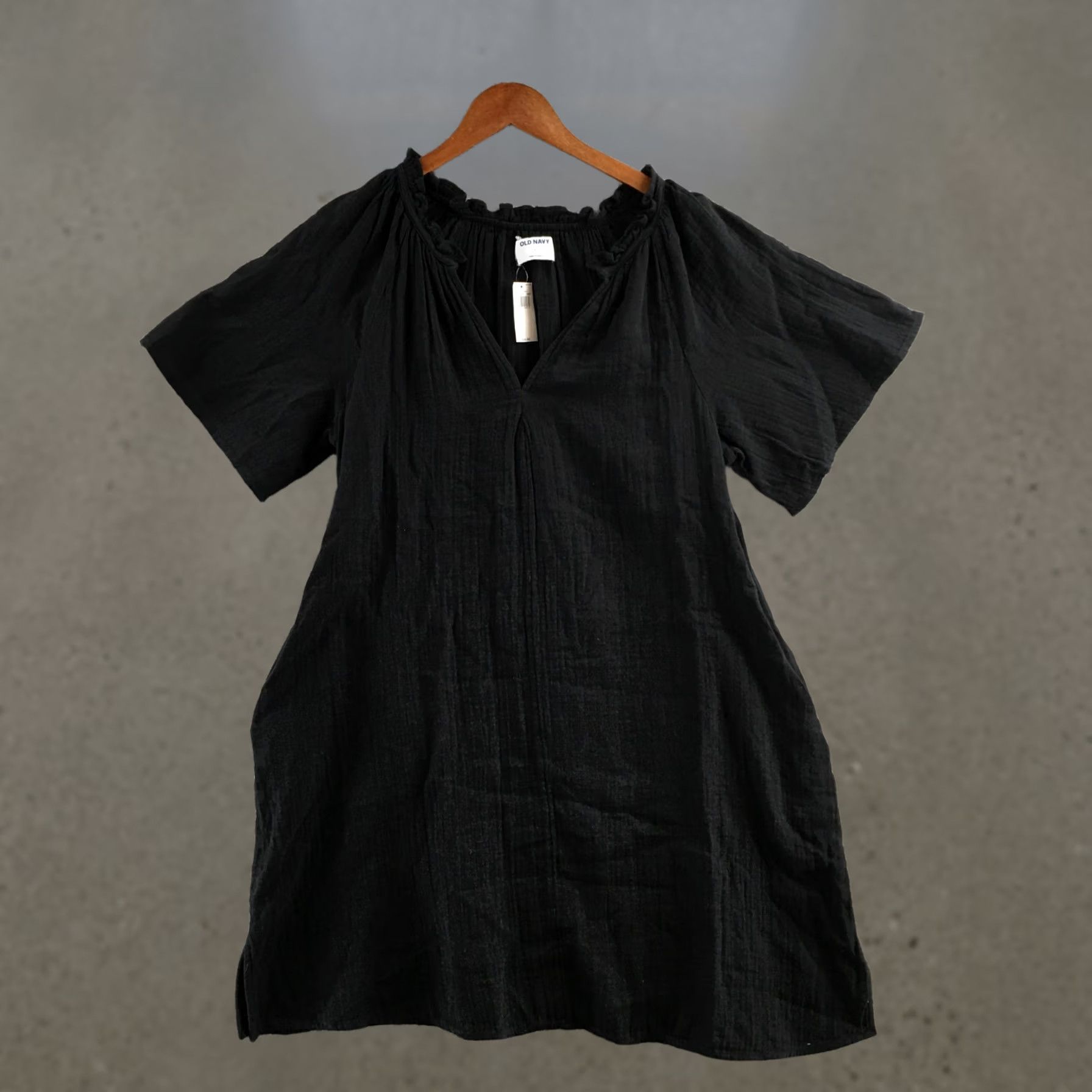 Old Navy Old Navy Maternity Short-Sleeve Swing Dress Womens L Black Cotton V-Neck NEW Size L / US 10 / IT 46 - 1 Thumbnail