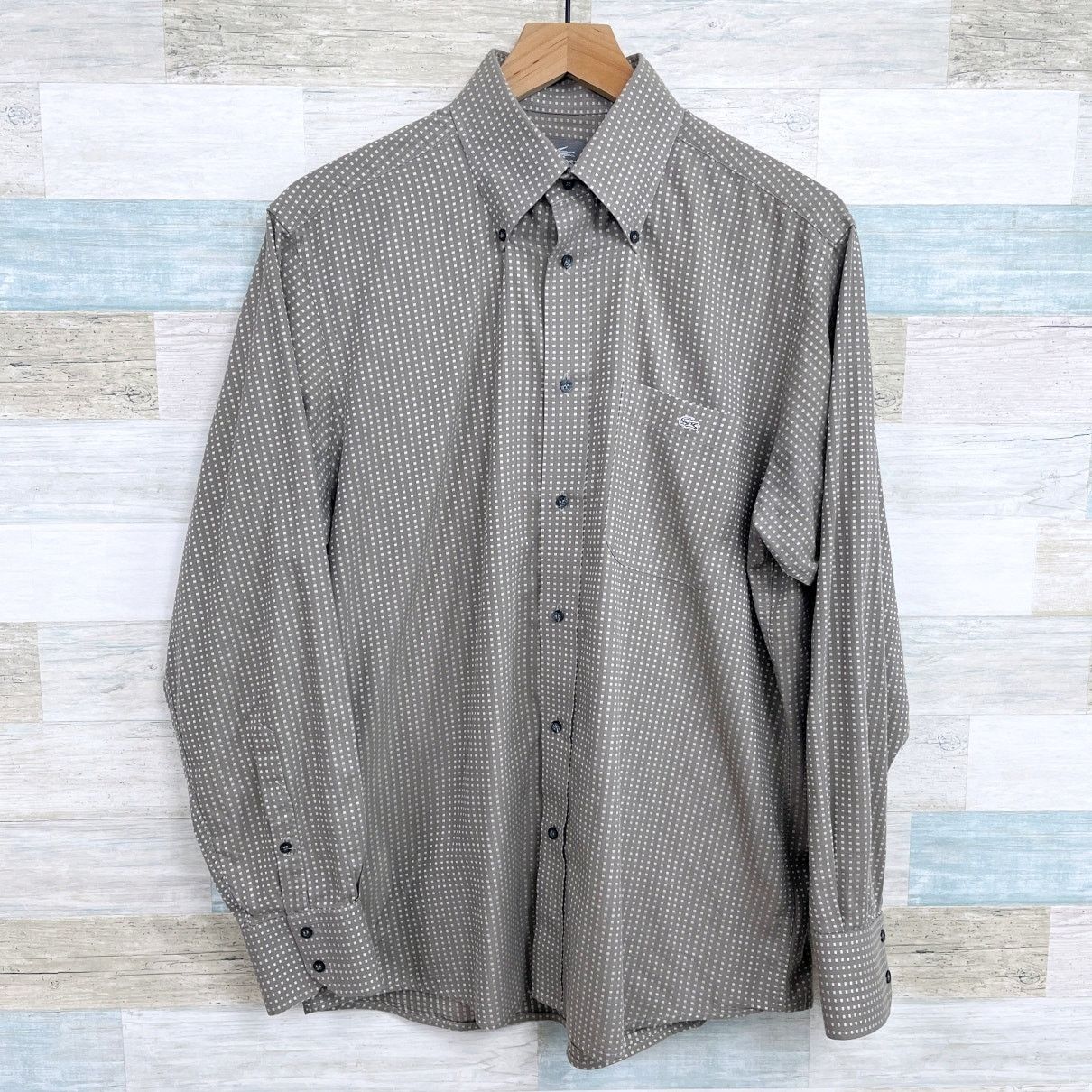 Lacoste Lacoste Jacquard Micro Squares Button Shirt Brown Mens 40 M Size US M / EU 48-50 / 2 - 1 Thumbnail