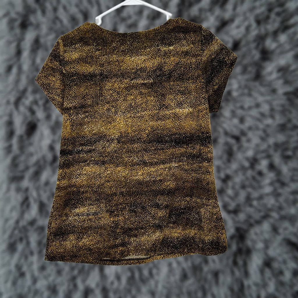 Vintage Adrienne Vittadini Blouse Women’s M Gold Black Round Neck Pullover Cap Sleeve Short Sleeve W 225 Size M / US 6-8 / IT 42-44 - 1 Thumbnail