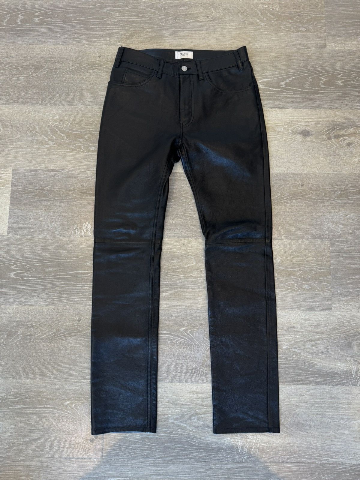 Celine Celine Black Lamb Leather Lou Straight Leg Pants Size US 29 - 3 Thumbnail