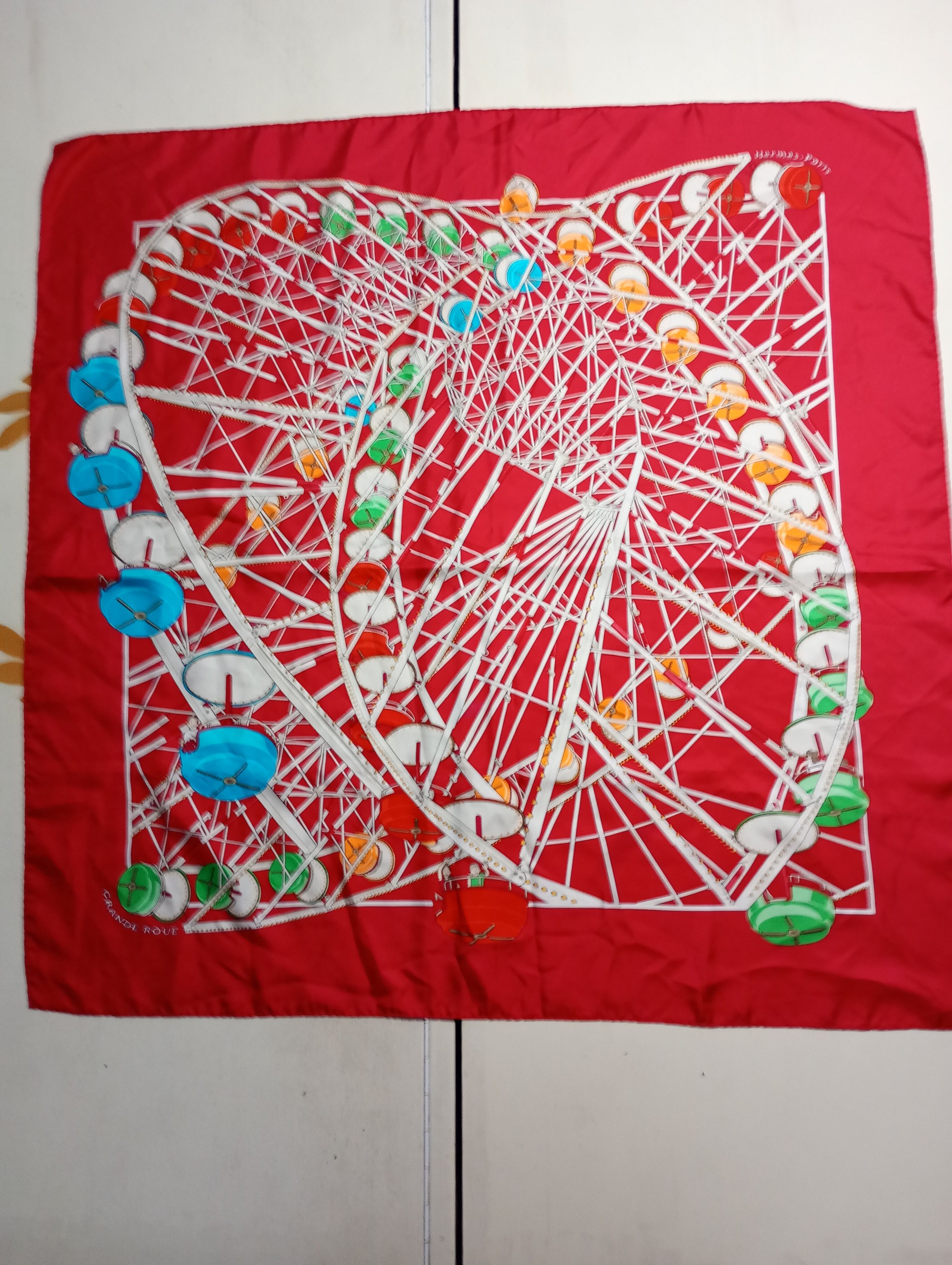 Hermes Hermès Red Grande Roue Carousel 90cm Silk Scarf Size ONE SIZE - 1 Thumbnail