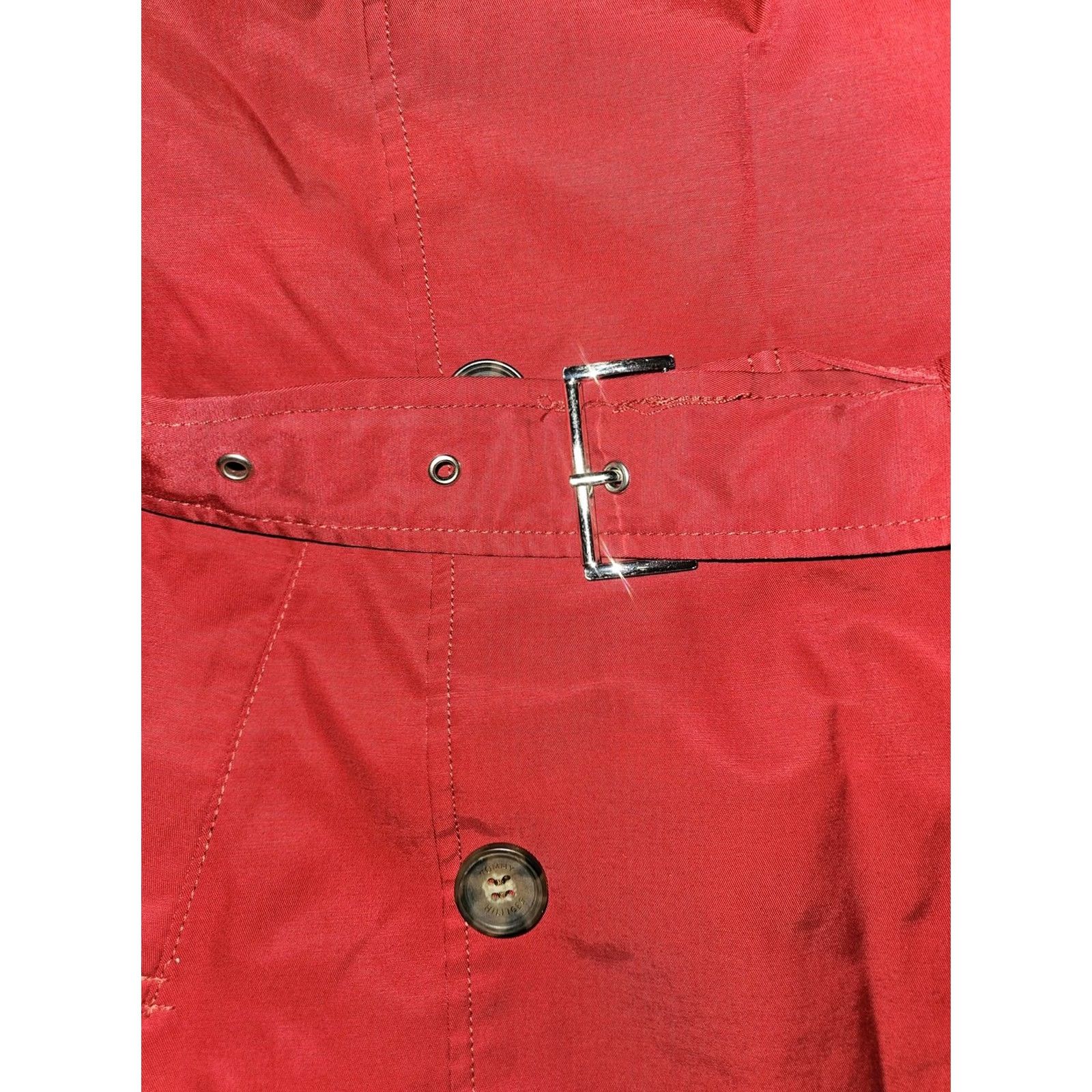Tommy Hilfiger Tommy Hilfiger Coat Womens M Red Hooded Belted Trench Lined Twill Classic Button Buckle Pockets Mid-Length Apparel Womens Size M / US 6-8 / IT 42-44 - 7 Thumbnail