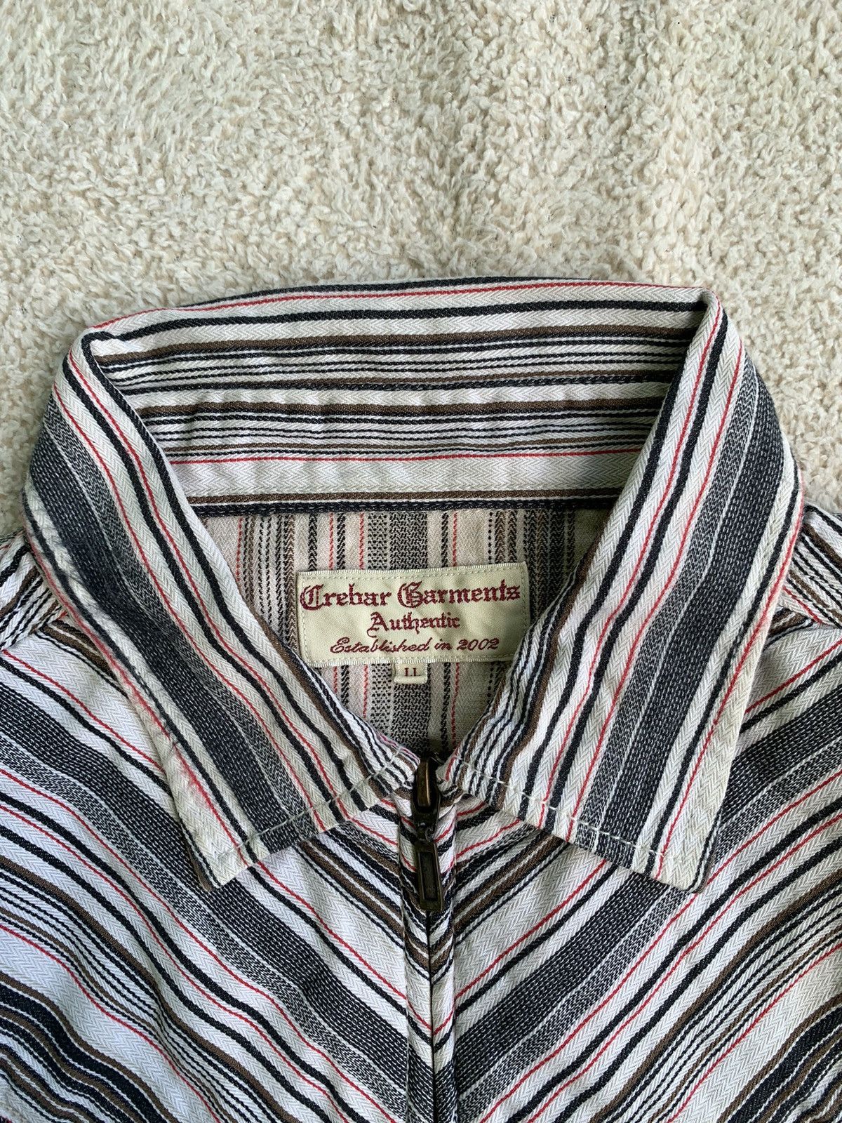 Issey Miyake × Japanese Brand × Yohji Yamamoto Crebar Garments Stripe Western Ziper Shirt Size US L / EU 52-54 / 3 - 5 Thumbnail