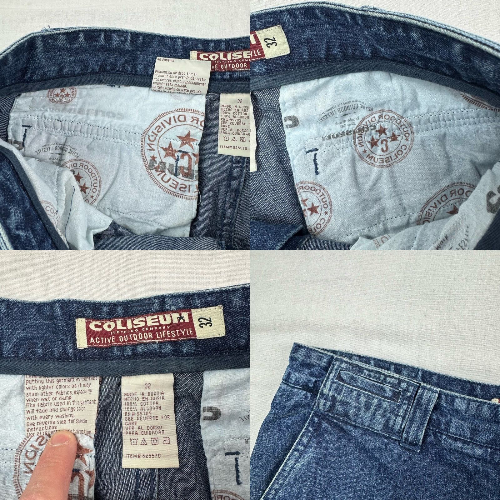 Denime VINTAGE Coliseum Cargo Jean Shorts Mens Denim 32 Blue 90s Hip Hop Grunge Y2K Relaxed Baggy Casual Size US 32 / EU 48 - 8 Thumbnail
