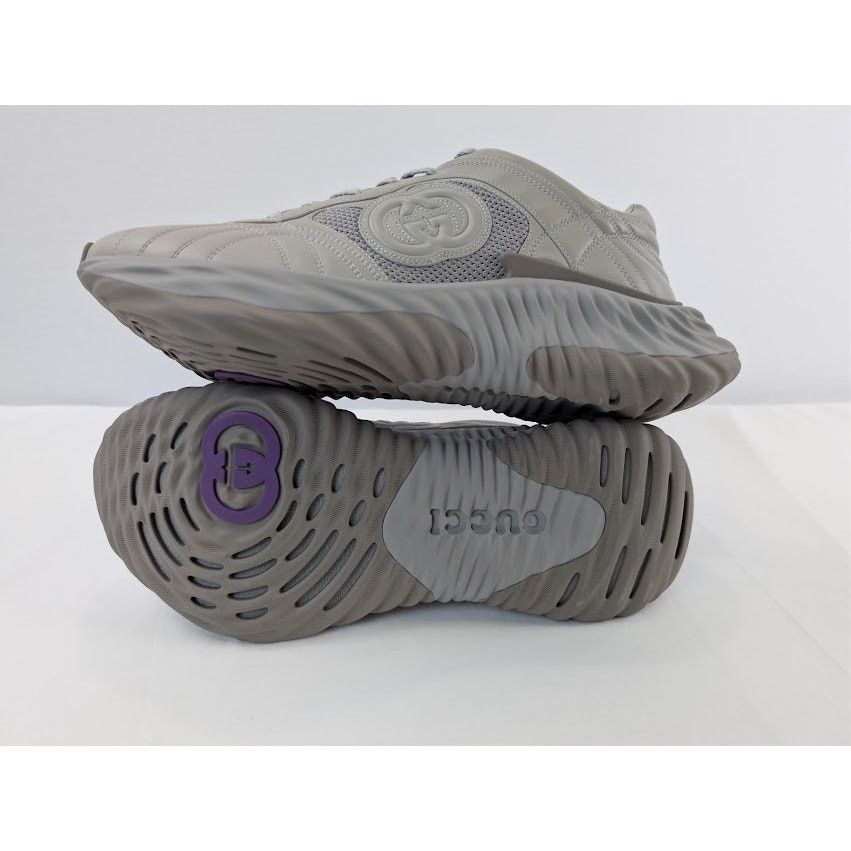Gucci o1rshd1 Leather Ripple Low Top Sneaker in Grey Size US 12.5 / EU 45-46 - 13 Thumbnail
