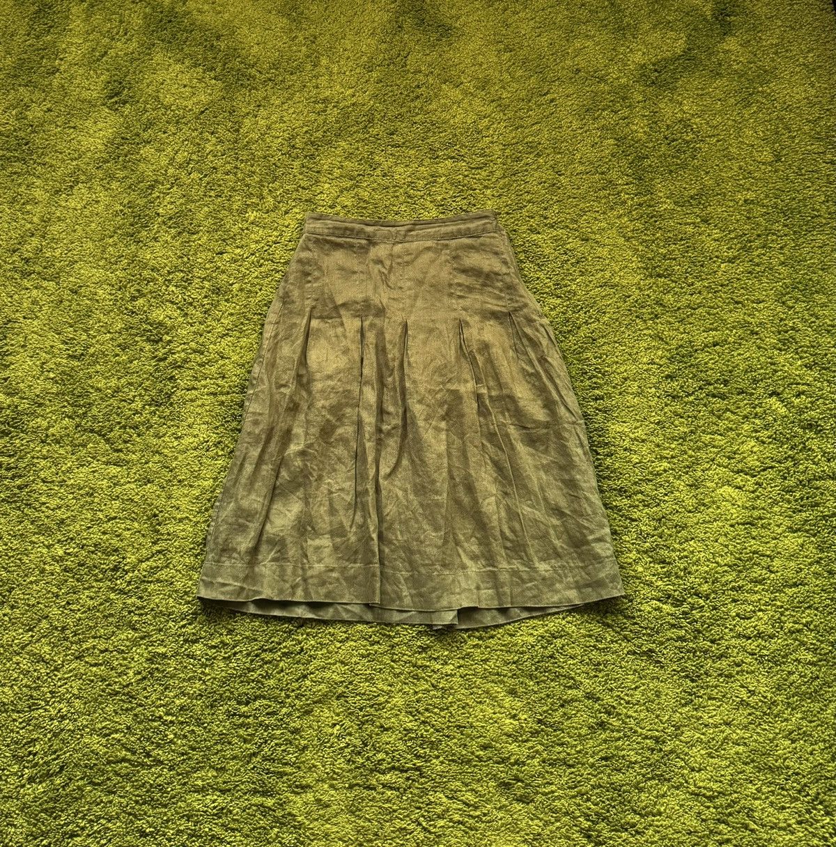 Designer Gudrun Sjoden 100% linen khaki skirt Size 26" / US 2 / IT 38 - 1 Thumbnail