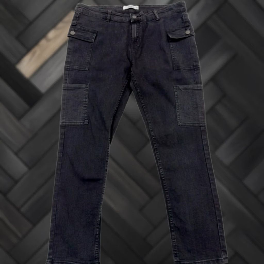 Zara Zara Black Cargo Denim Jeans Size 36 Button Closure Dark Wash Boys Size US 36 / EU 52 - 1 Thumbnail