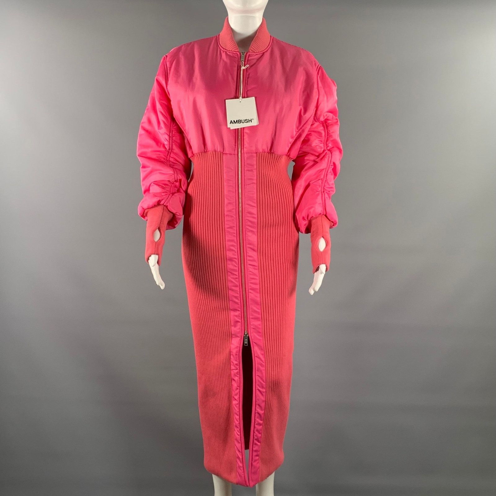 Ambush Design AMBUSH Size M Pink Polyamide Ribbed Knit Coat Dress Coat Size M / US 6-8 / IT 42-44 - 1 Thumbnail