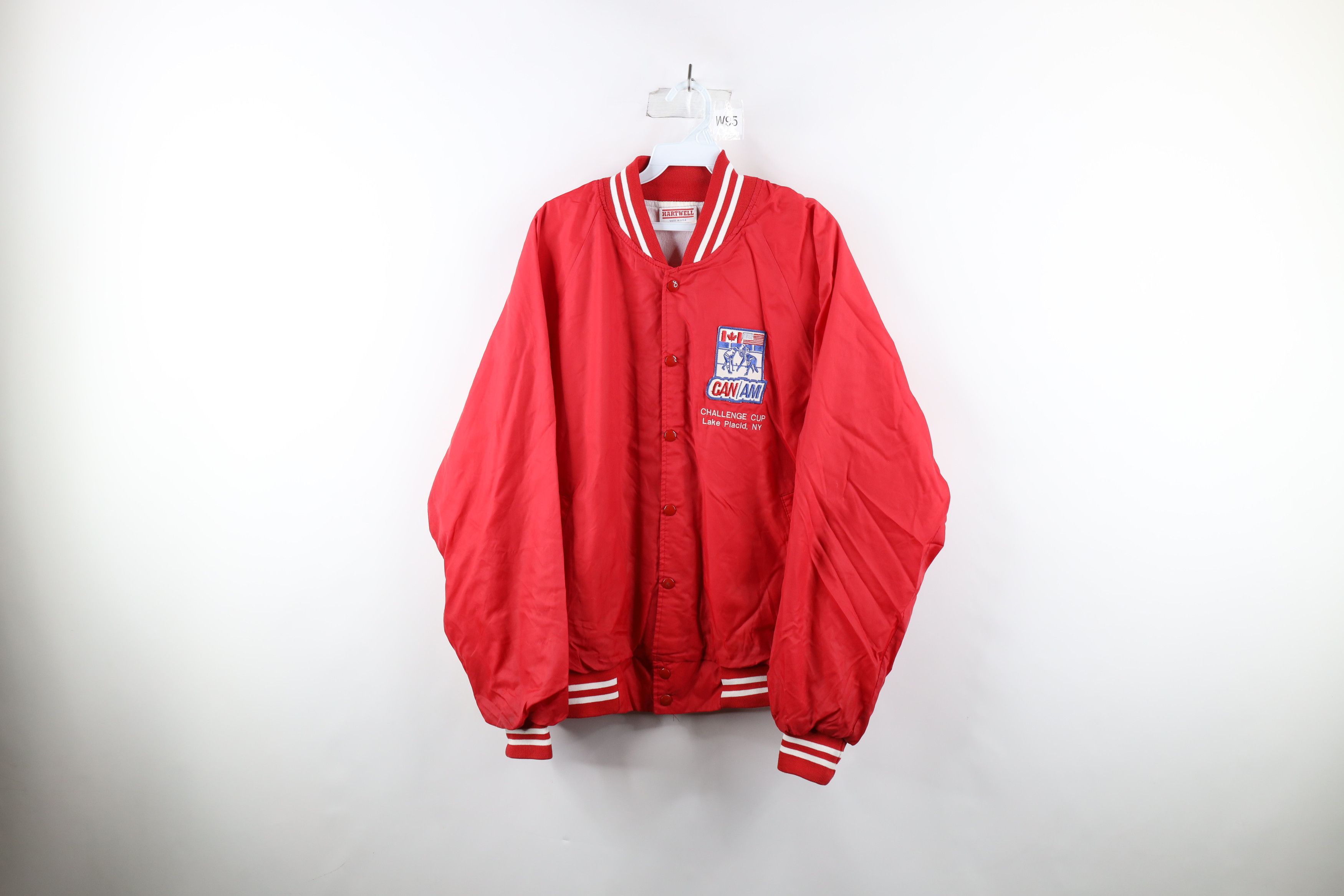 image of Vintage 80's Can Am Challenge Cup Hockey Bomber Jacket Usa in Red, Men's (Size XL)