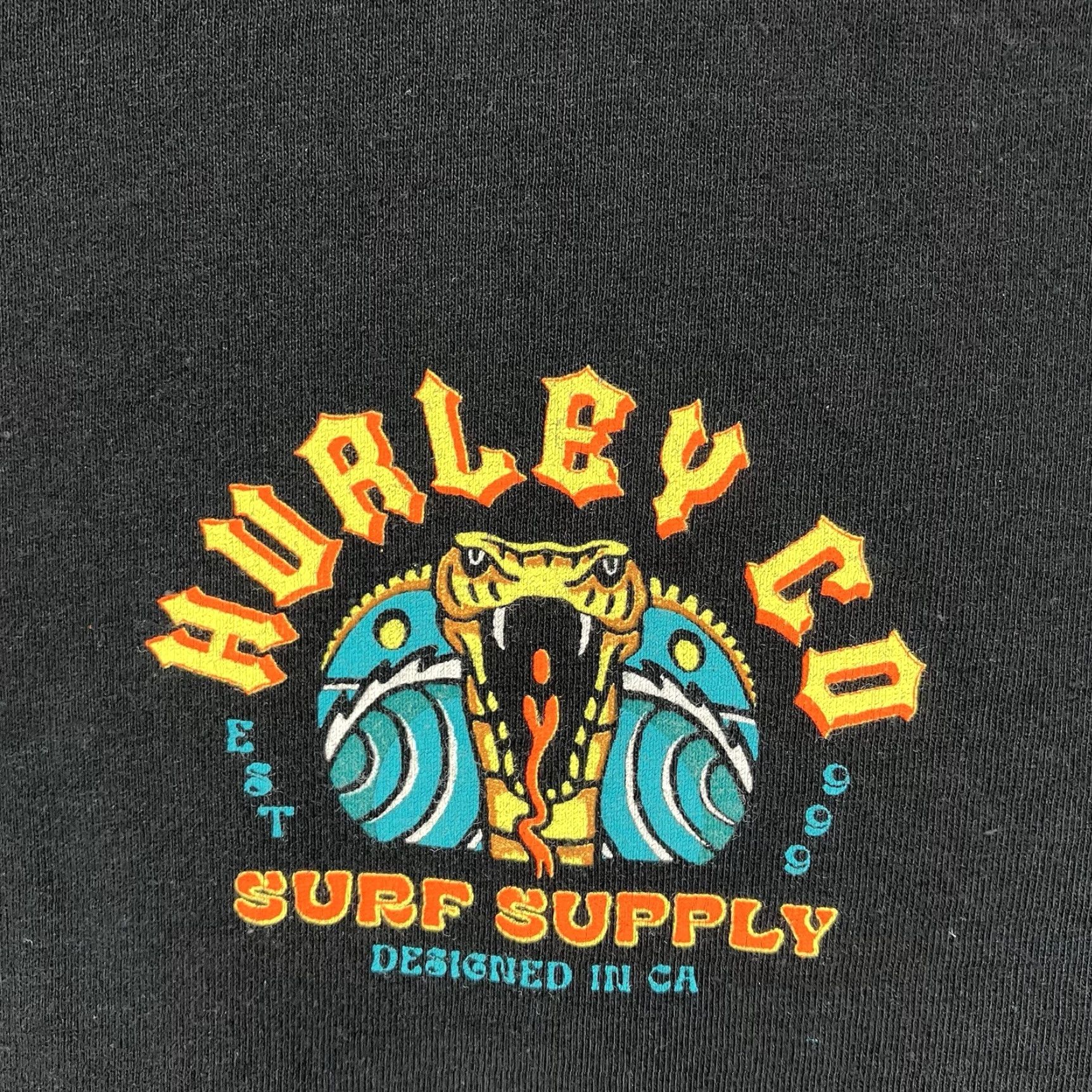Hurley Hurley T-Shirt Mens Large Black Colorful Cobra Graphic Soft Cotton Skate Surf Retro Size US L / EU 52-54 / 3 - 4 Thumbnail
