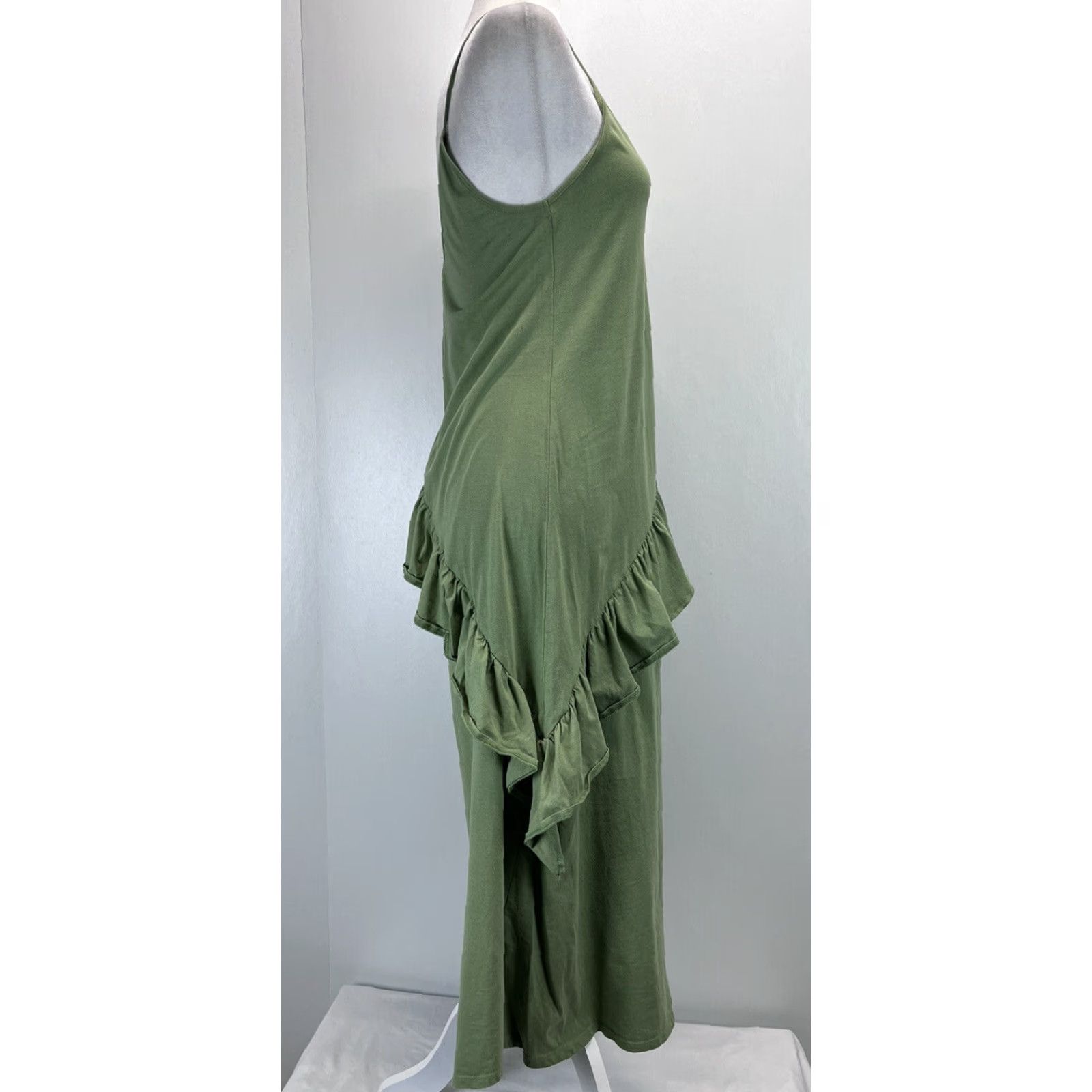 Zara Zara Ruffled Tank Midi Dress, Green, Adult Small, Women's Size S / US 4 / IT 40 - 4 Thumbnail