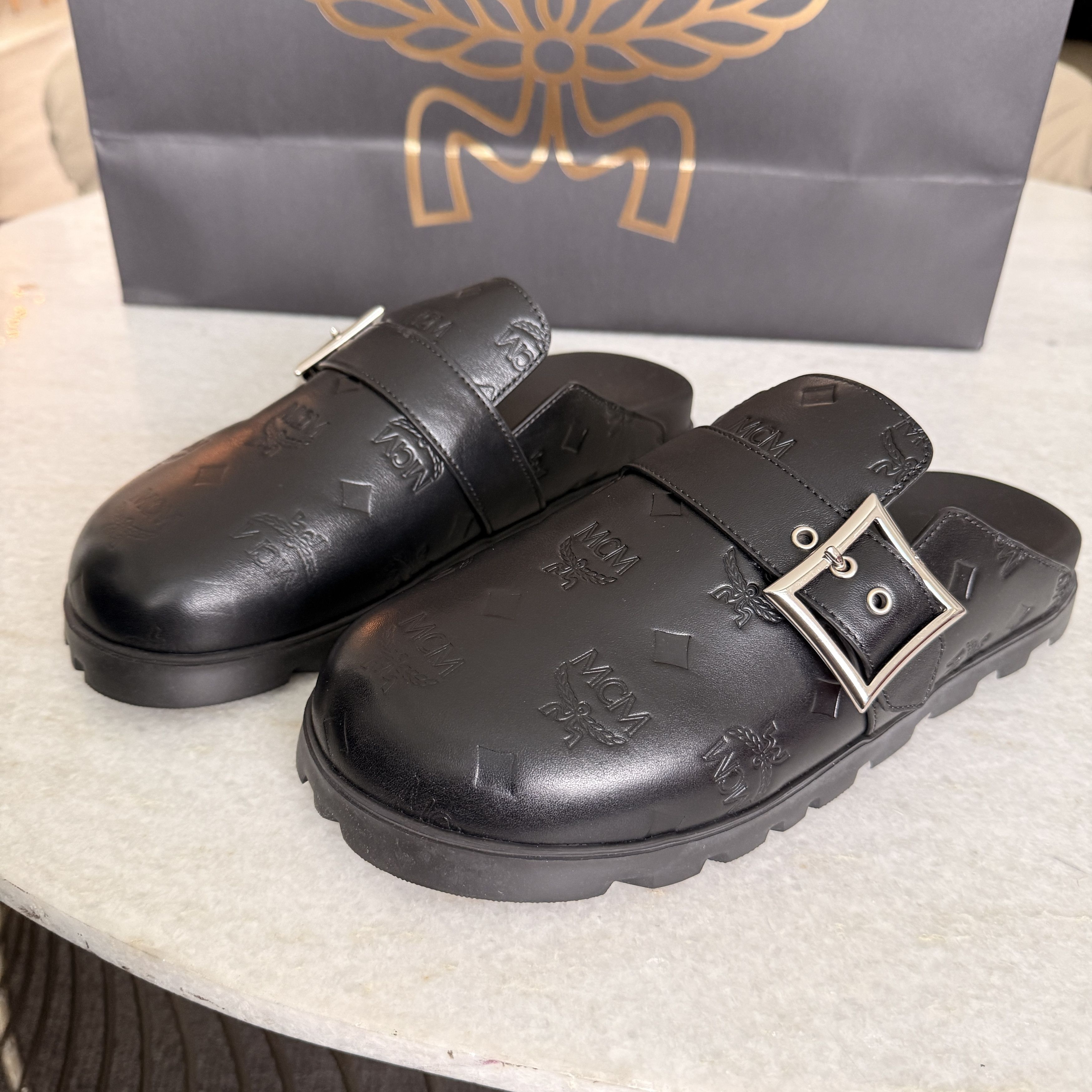 MCM MCM Leather Men’s Buckle Clogs (Flat Mule In Black) Size 45 Size US 12 / EU 45 - 5 Thumbnail