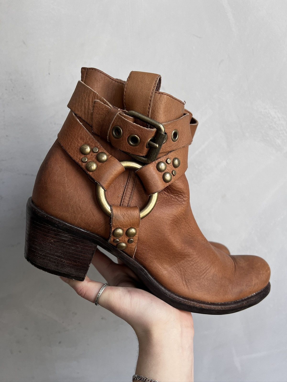 Western Rise Hedi Slimane style leather brown leather western boots y2k Size US 8 / EU 41 - 3 Thumbnail