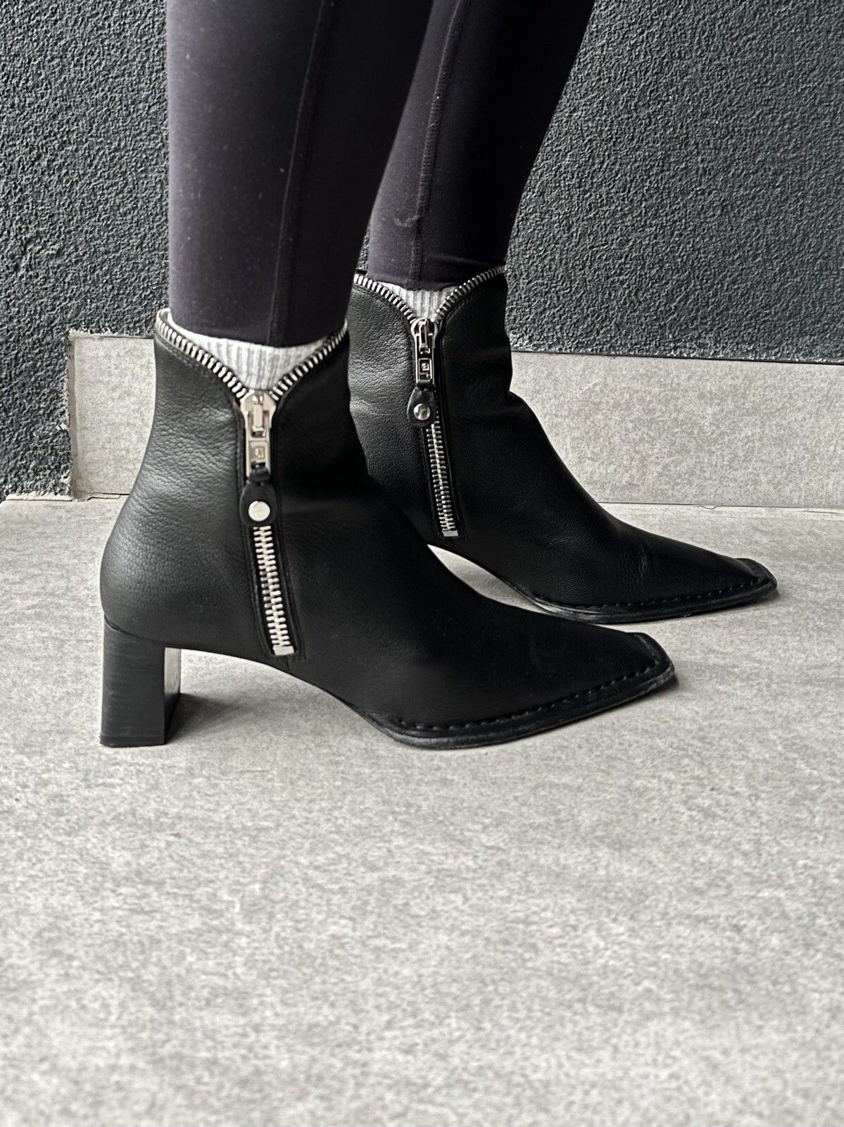 Alexander Wang Alexander Wang Lane Zip Leather Square Toe Ankle Heel Boots Size US 8 / IT 38 - 5 Thumbnail