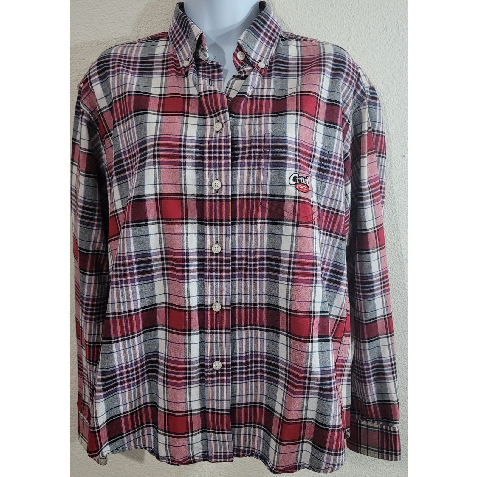 Other Cruel Girl Red White Blue Plaid Button Up Top Medium Size M / US 6-8 / IT 42-44 - 1 Thumbnail