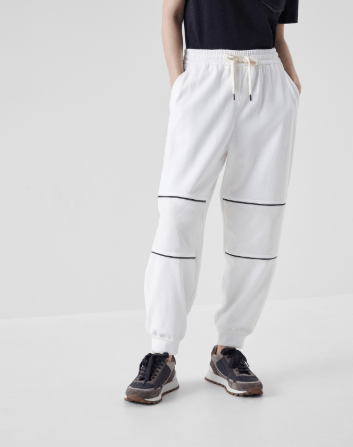 Brunello Cucinelli o1la1rc1a0325 Sport Pants With Monili in White Size 27" / US 4 / IT 40 - 3 Thumbnail