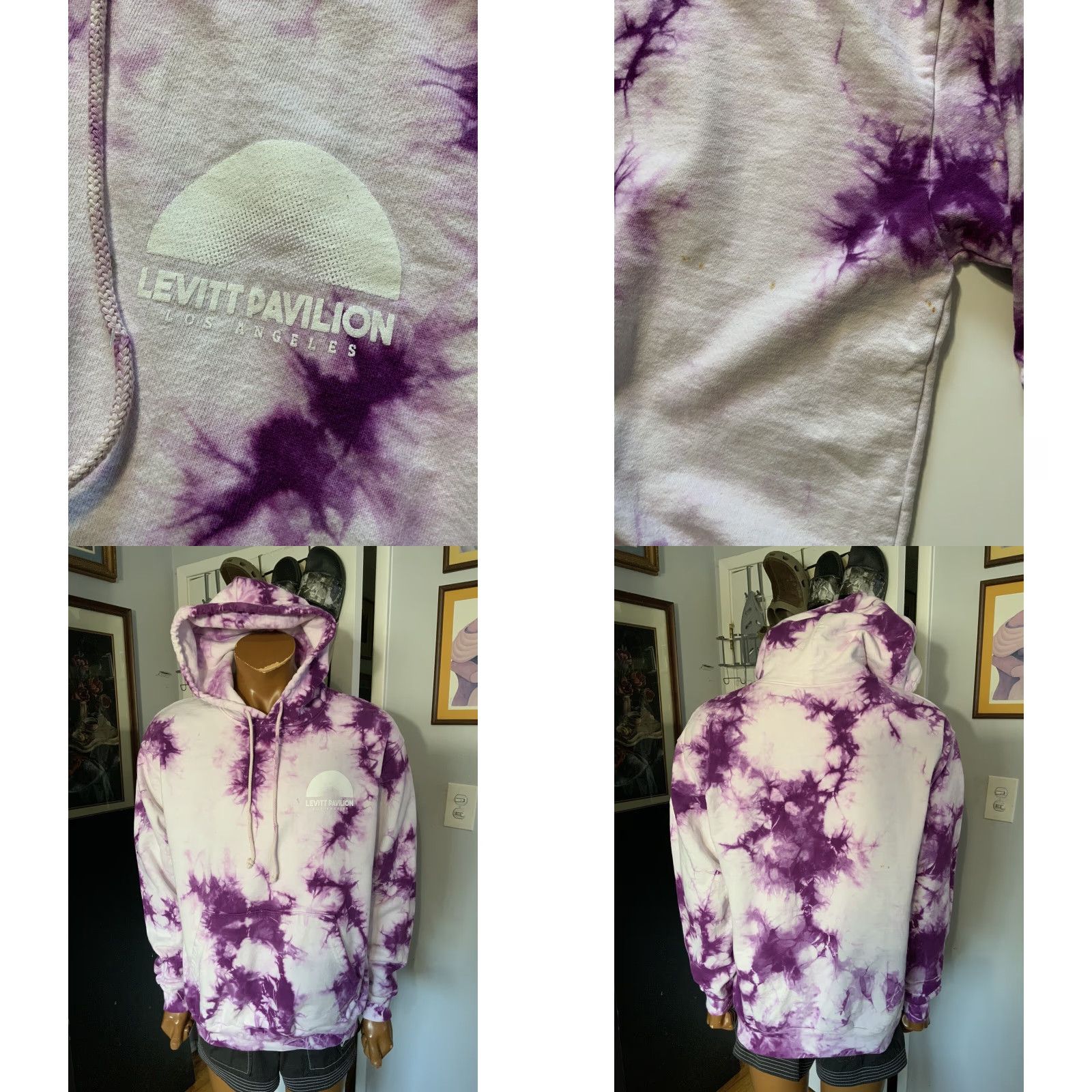 Vintage VINTAGE Everybody .World Levitt Pavilion Los Angeles Purple Tie Dye Heavyweight Hoodie L Mens Size US L / EU 52-54 / 3 - 8 Thumbnail