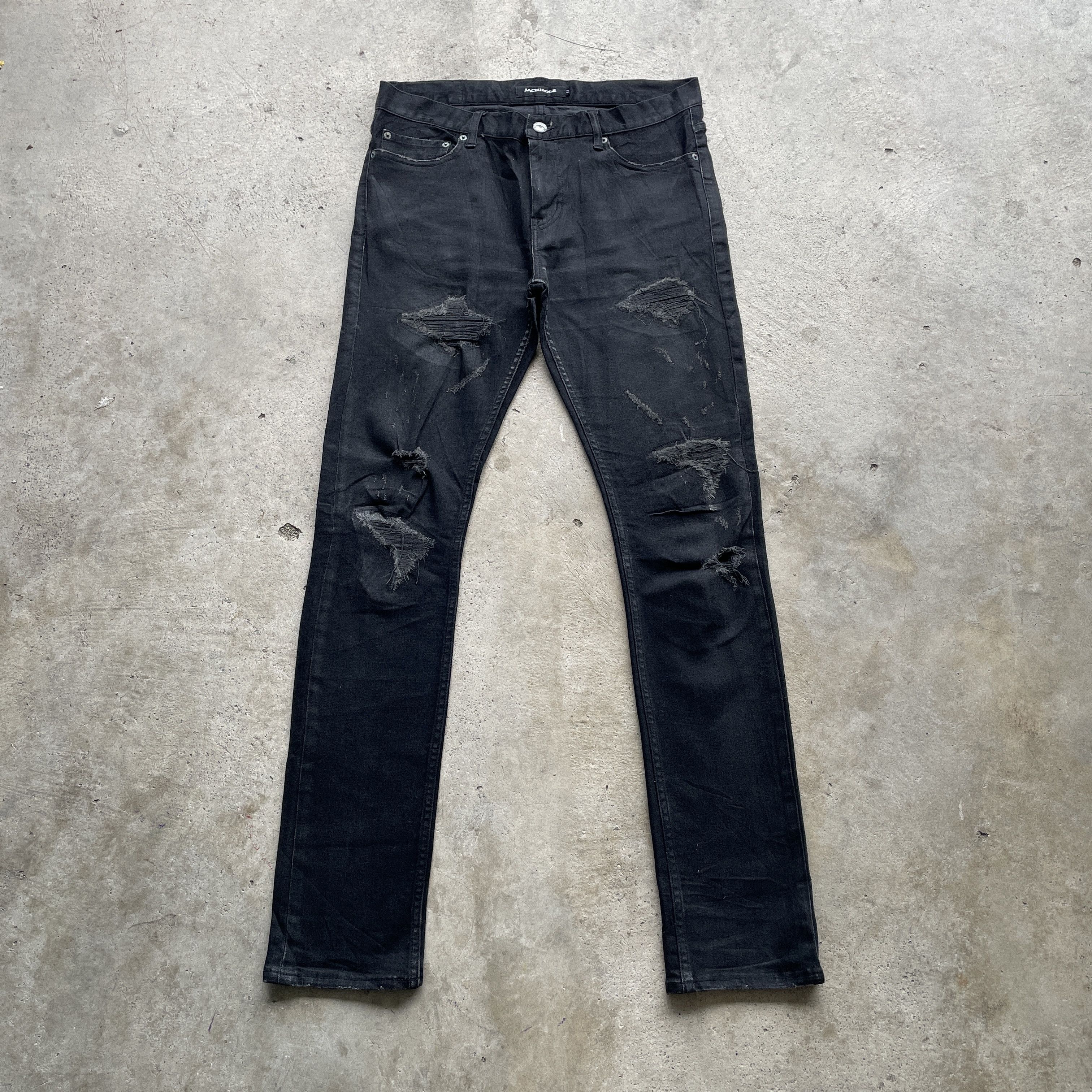 Vintage JACKROSE Black Denim Distressed Skinny Jeans Pants