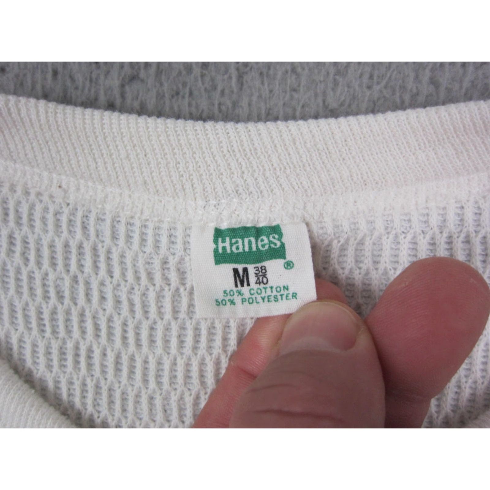 Hanes VINTAGE Hanes Shirt Mens M Ivory Thermal Crew Neck Knit 70s 60s Size US M / EU 48-50 / 2 - 5 Thumbnail