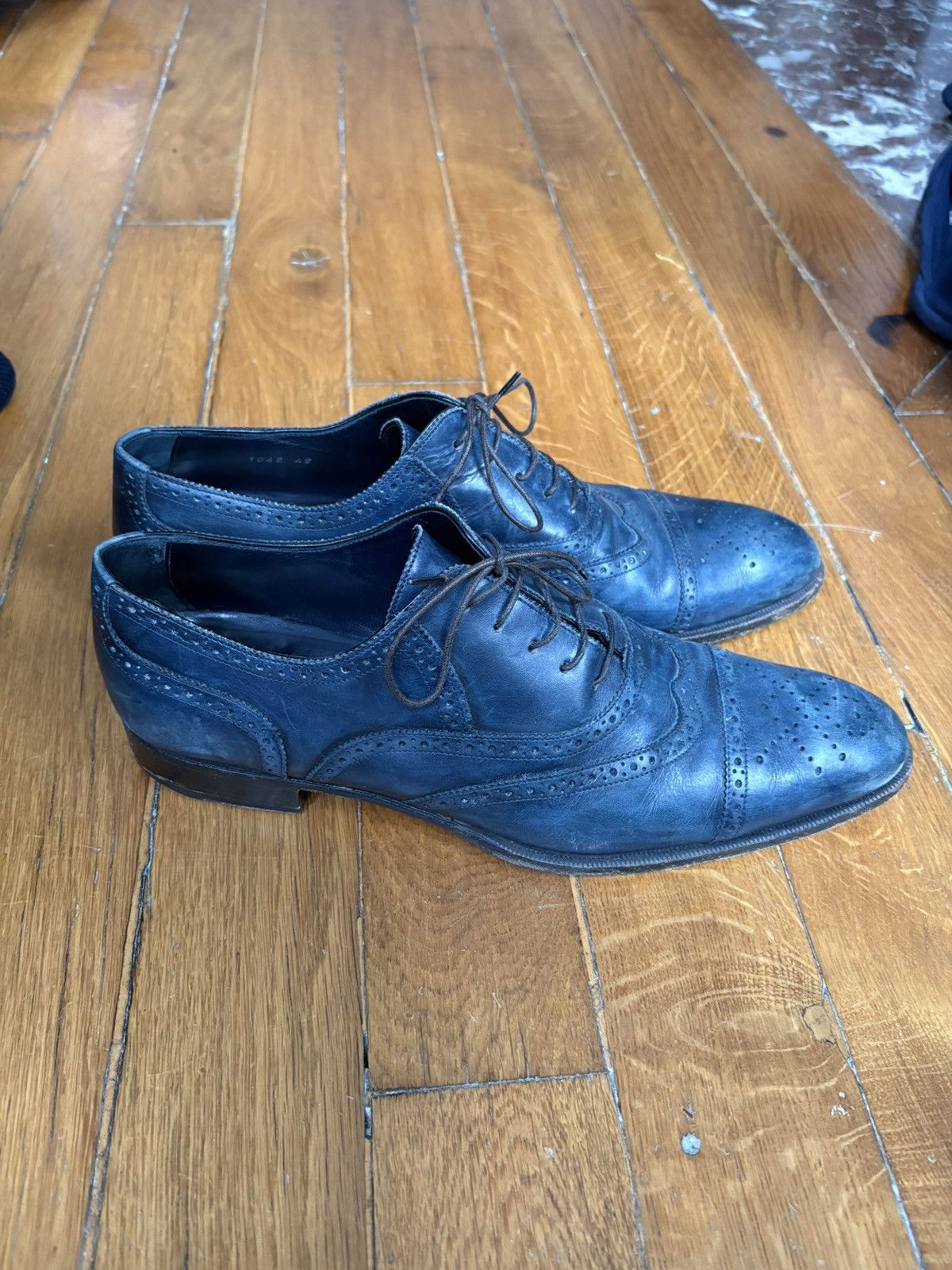 Yves Saint Laurent Yves Saint Laurent YSL Brogue Oxford Lacets Cuir Gris Lavé Size US 10 / EU 43 - 6 Thumbnail
