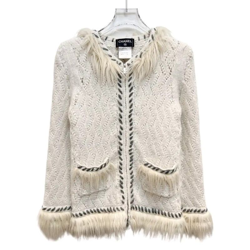 Chanel Chanel Off-White Cotton Blend Women's Jacket 0089 Size S / US 4 / IT 40 - 1 Thumbnail