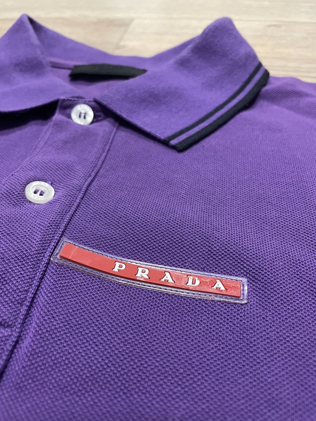 Prada Prada Rad Tab Logo Purple Polo Shirt Size US L / EU 52-54 / 3 - 6 Thumbnail