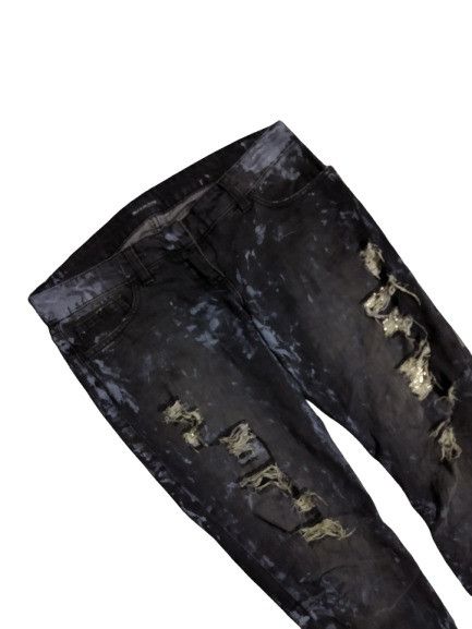 Balmain Balmain Paris Biker Distressed Black Faded Sequins Jeans Size 33" - 3 Thumbnail