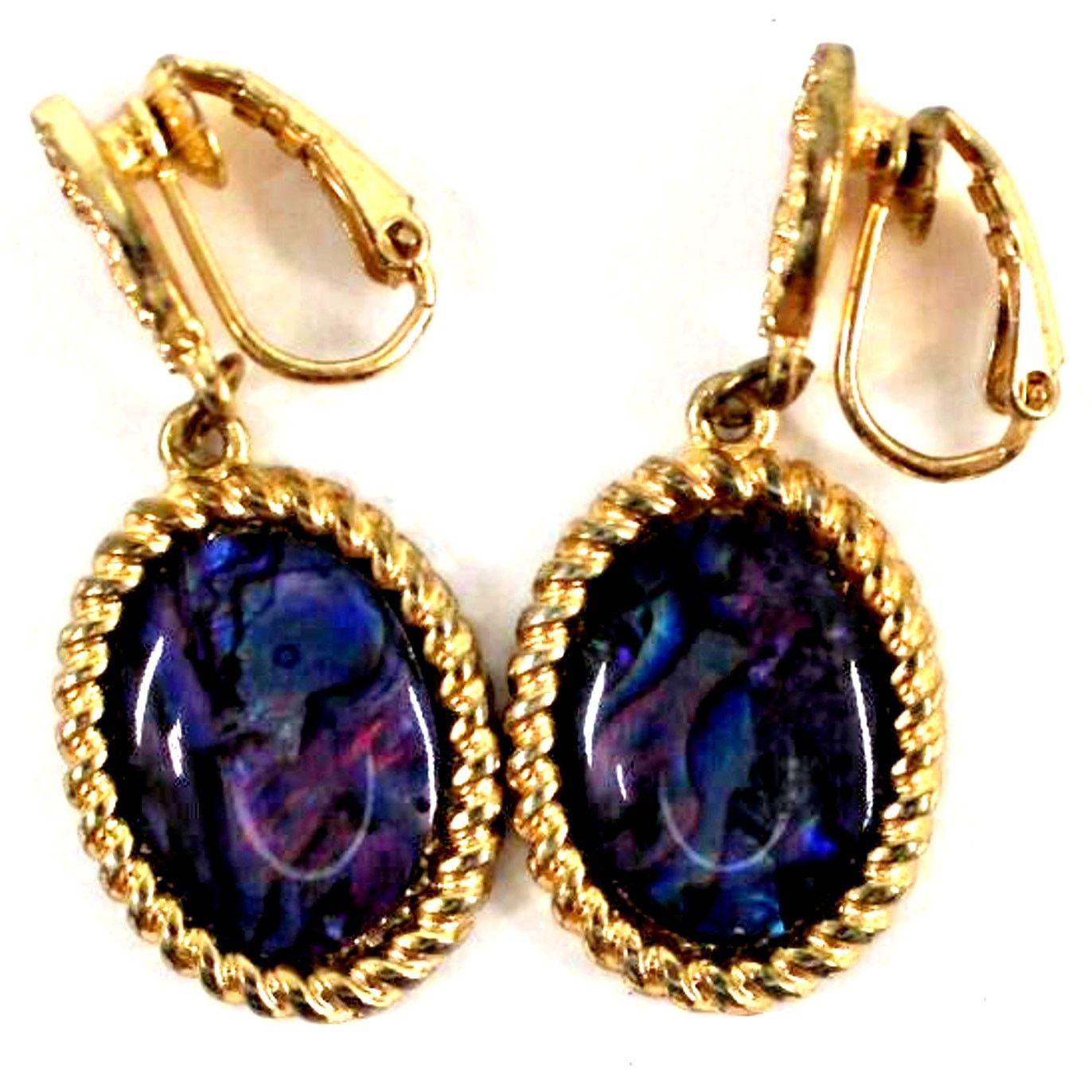 Other Red Blue Purple Marble Aurora Borealis Earrings • Clip On Size ONE SIZE - 2 Thumbnail